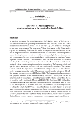 Transposition of a National Sports Event Into a Transnational One on the Example of the Spanish El Clásico