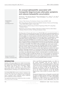 An Unusual Alphasatellite Associated with Monopartite Begomoviruses Attenuates Symptoms and Reduces Betasatellite Accumulation