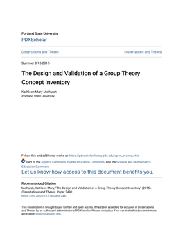The Design and Validation of a Group Theory Concept Inventory