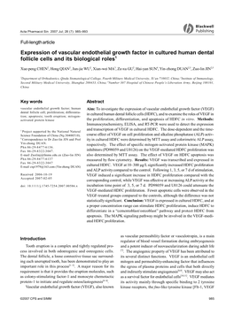 Expression of Vascular Endothelial Growth Factor in Cultured Human Dental Follicle Cells and Its Biological Roles1