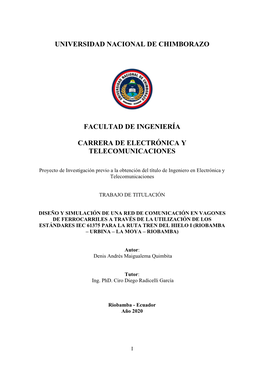 Universidad Nacional De Chimborazo Facultad De Ingeniería Carrera De Electrónica Y Telecomunicaciones