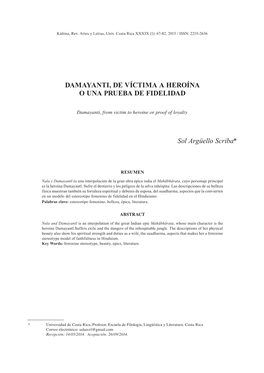 Damayanti, De Víctima a Heroína O Una Prueba De Fidelidad