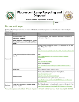 Fluorescent Lamp Recycling and Disposal