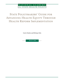 STATE Policymakers' GUIDE for ADVANCING HEALTH Equity