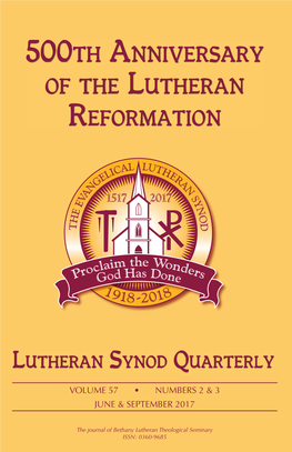 500Th Anniversary of the Lutheran Reformation