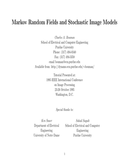 Markov Random Fields and Stochastic Image Models