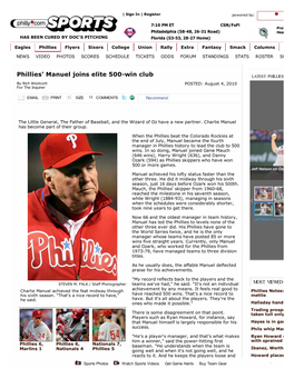 Phillies' Manuel Joins Elit