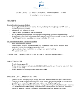 Urine Drug Testing – Ordering and Interpretation The