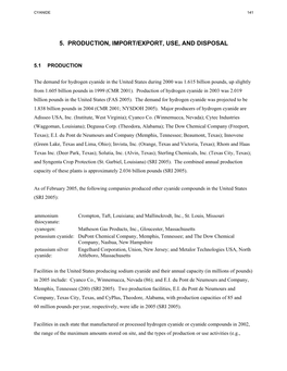 Toxicological Profile for Cyanide