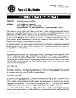 Recall Bulletin