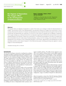 The Oxygen Effect in the Development of Radiosensitizers