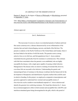 AN ABSTRACT of the DISSERTATION of Damien E