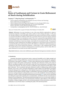 Roles of Lanthanum and Cerium in Grain Refinement of Steels During