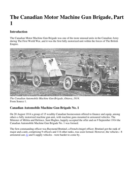 The Canadian Motor Machine Gun Brigade, Part 1