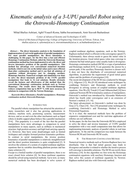 Kinematic Analysis of a 3-UPU Parallel Robots Using the Ostrowski