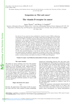 The Vitamin D Receptor in Cancer