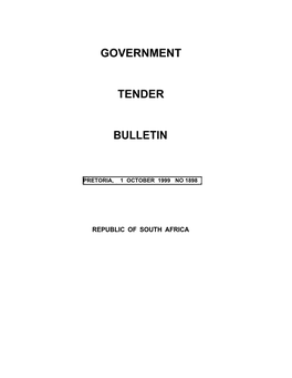 Tender Bulletin No. 1898