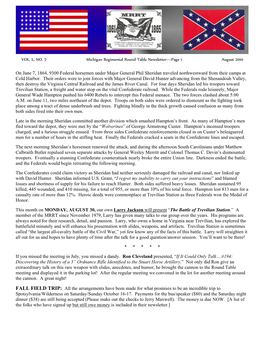 VOL. L, NO. 7 Michigan Regimental Round Table Newsletter—Page 1 August 2010