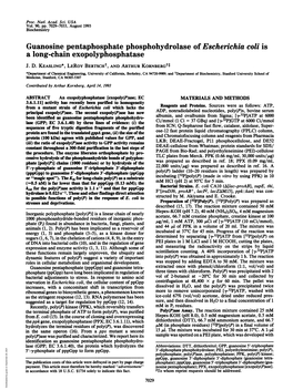 Guanosine Pentaphosphate Phosphohydrolase of Escherichia Coli Is a Long-Chain Exopolyphosphatase J