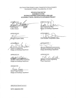Specification for the Suburban Station Revenue Equipment Maintenance (Rem) and Accessible Travel Center (Atc) Expansion Project