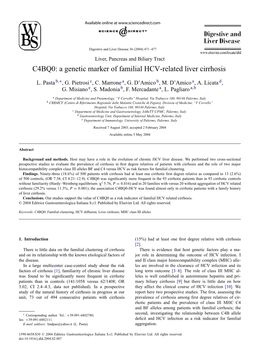 C4BQ0: a Genetic Marker of Familial HCV-Related Liver Cirrhosis