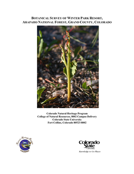 Botanical Survey of Strawberry Lake Fen, Arapaho National Forest