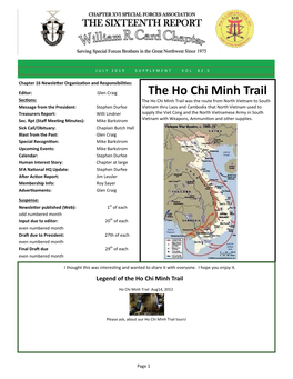 The Ho Chi Minh Trail Sec�Ons: the Ho Chi Minh Trail Was the Route from North Vietnam to South