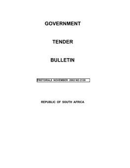 Tender Bulletin No. 2128