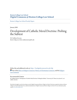 Development of Catholic Moral Doctrine: Probing the Subtext M