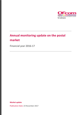 Annual Monitoring Update on the Postal Market