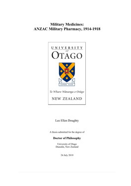 ANZAC Military Pharmacy, 1914-1918