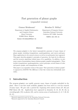 Fast Generation of Planar Graphs (Expanded Version)