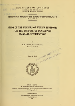 Study of the Windows of Window Envelopes for the Purpose of Developing Standard Specifications