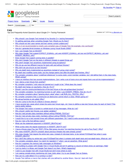Googletest - Tips and Frequently-Asked Questions About Google C++ Testing Framework - Google C++ Testing Framework - Google Project Hosting