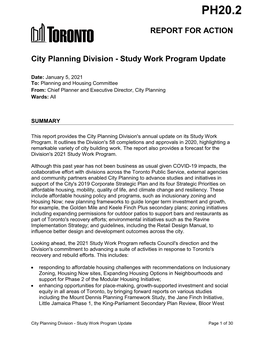 City Planning Division - Study Work Program Update