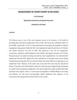 Management of Shark Fishery in Sri Lanka