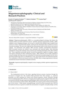 Magnetoencephalography: Clinical and Research Practices