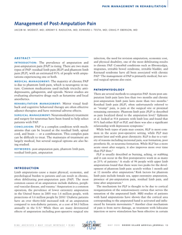 Management of Post-Amputation Pain