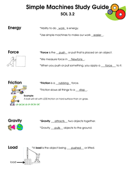 Simple Machines Study Guide SOL 3.2