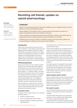 Revisiting Old Friends: Update on Opioid Pharmacology