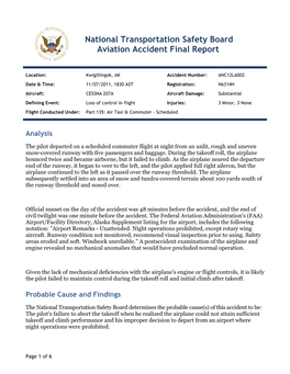 National Transportation Safety Board Aviation Accident Final Report