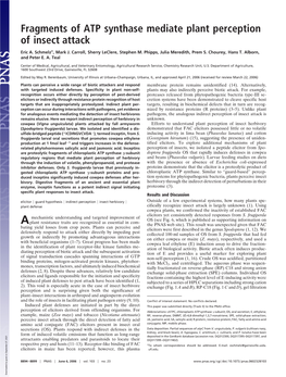 Fragments of ATP Synthase Mediate Plant Perception of Insect Attack