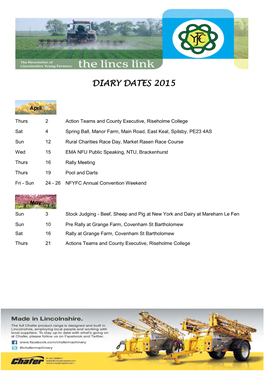 Diary Dates 2015