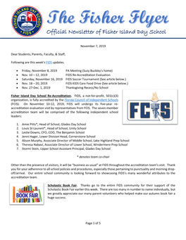 Official Newsletter of Fisher Island Day School