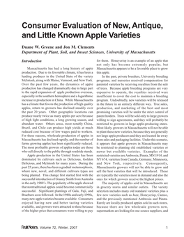 Consumer Evaluation of New, Antique, and Little Known Apple Varieties