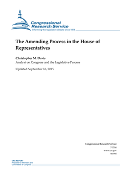 The Amending Process in the House of Representatives