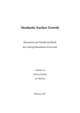 Stochastic Surface Growth