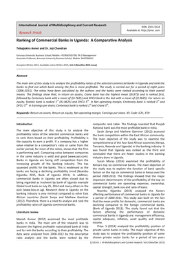 Ranking of Commercial Banks in Uganda: a Comparative Analysis