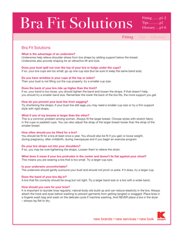 Bra Fit Solutions Glossary.....P3-6 Fitting Tips Glossary