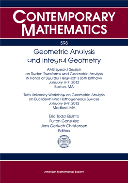 Geometric Analysis and Integral Geometry